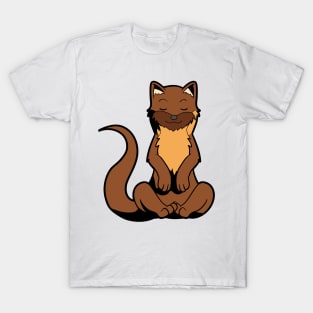 Cartoon ferret meditates with yoga T-Shirt